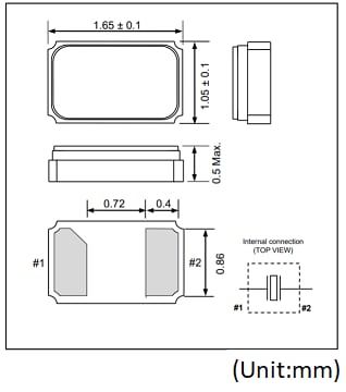 Mechanical Drawing - Epson Timing FC1610AN 32.768kHz Crystal Units